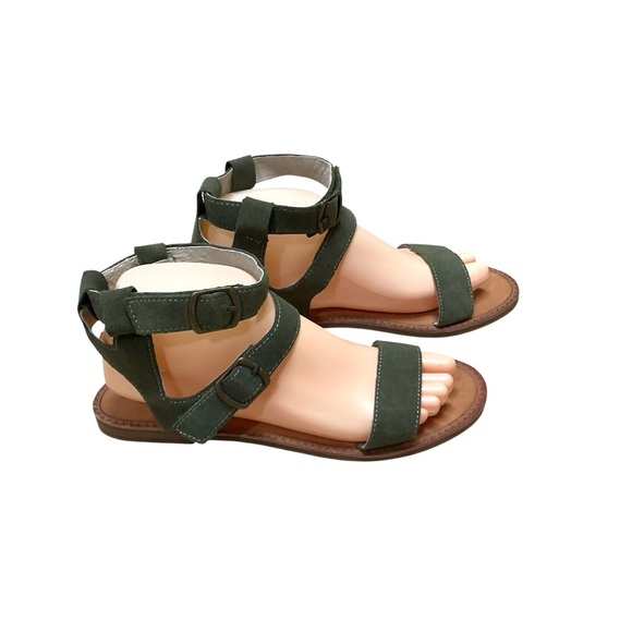 Boutique by Corkys Women's Size 10 Allison Sandals Ankle Strap Green Suede - Picture 1 of 9